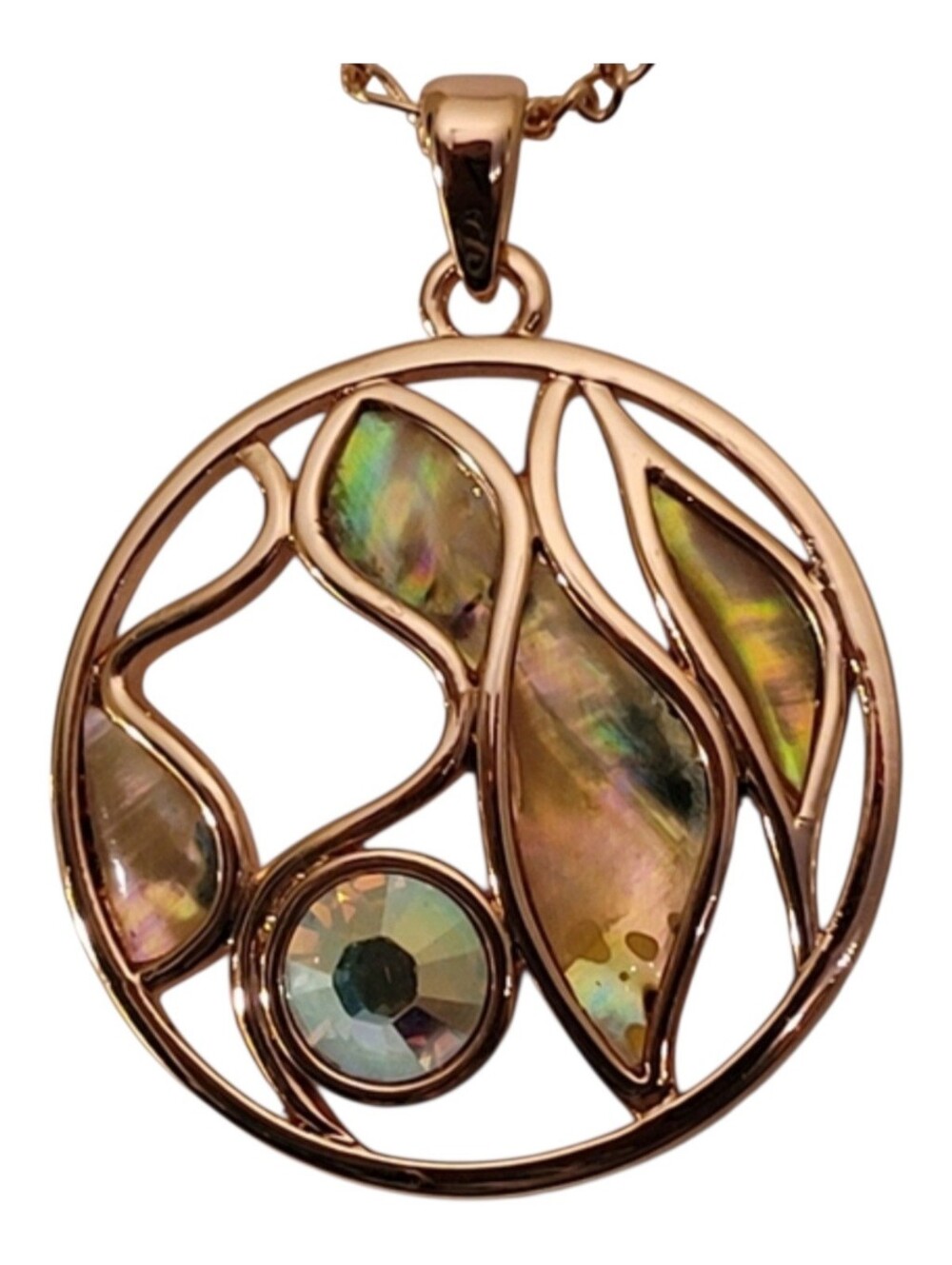 Rose Gold Abalone Shell Pendant Necklace - Women Jewelry
